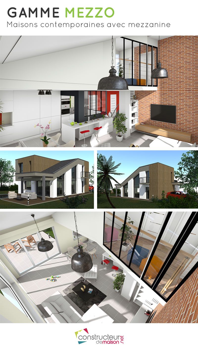 Plan maison moderne mezzanine