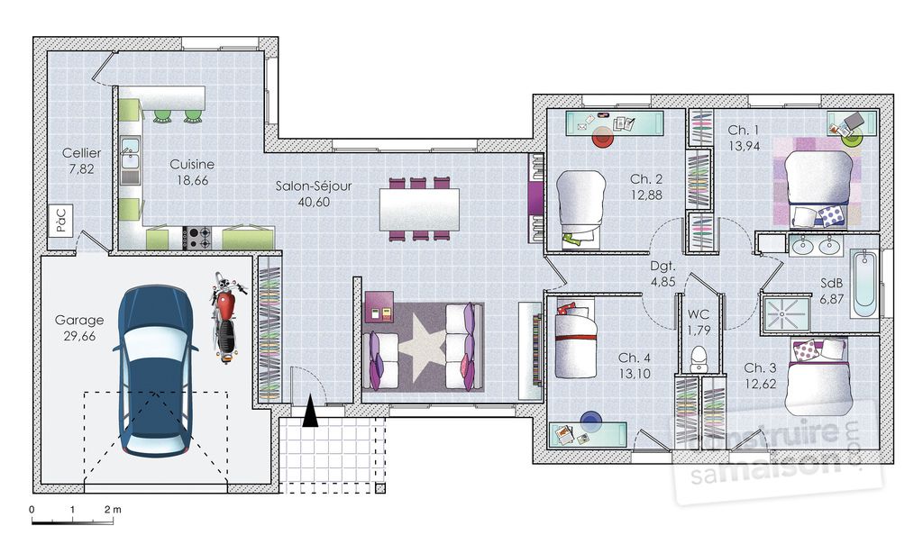 Plan de maison plain pierd