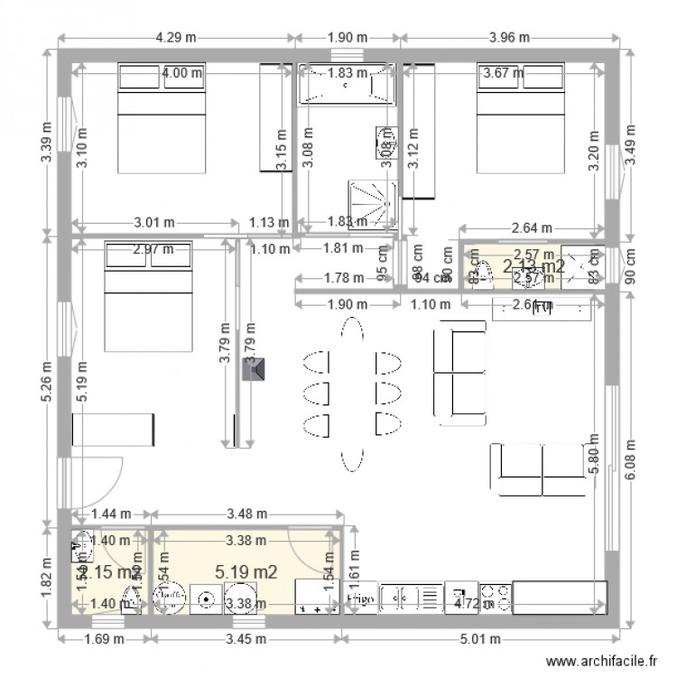 Plan de maison contemporaine rustique
