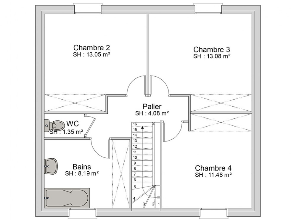 Plan de maison carre etage
