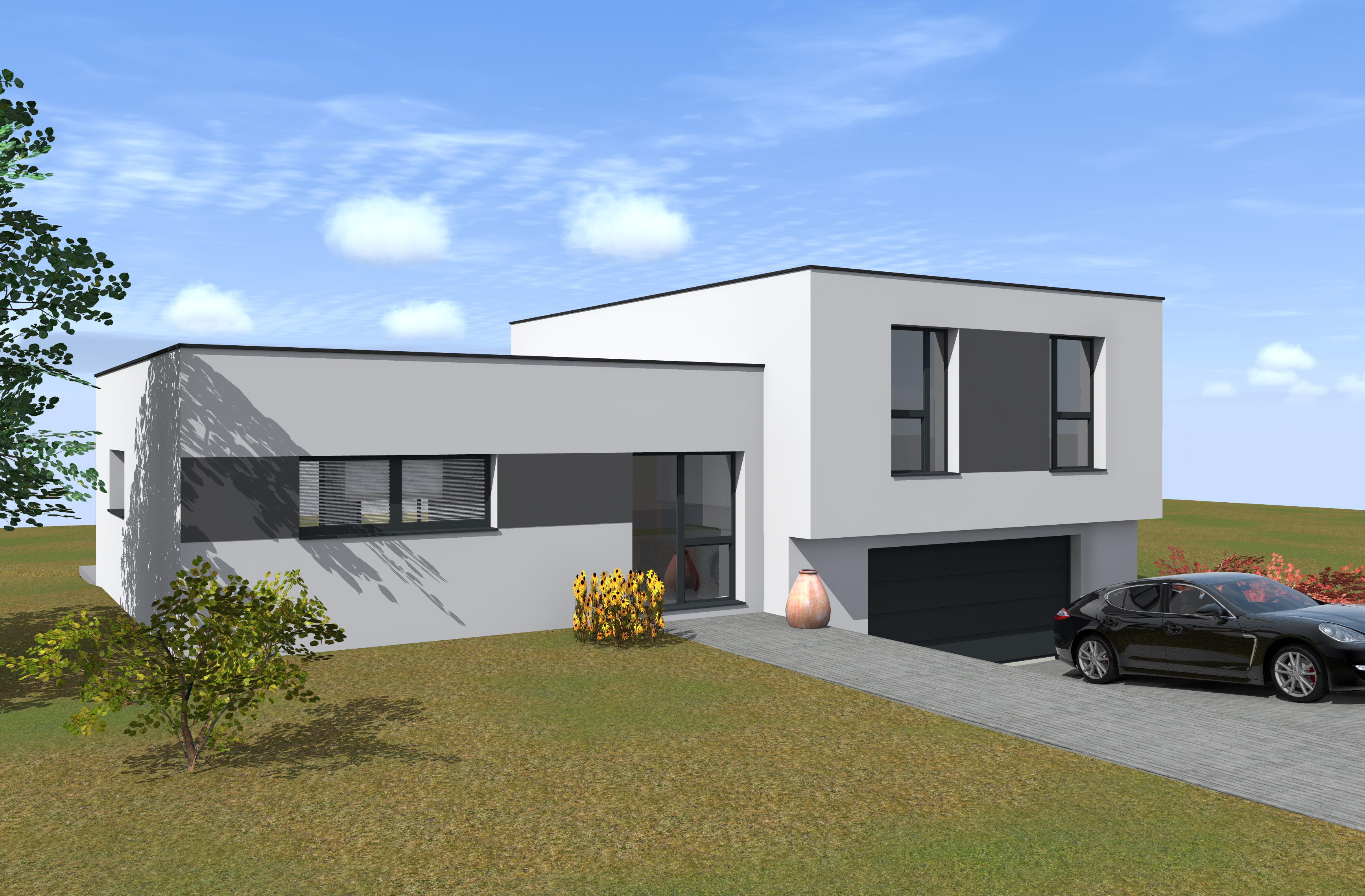 Plan maison moderne un niveau - Idées de travaux