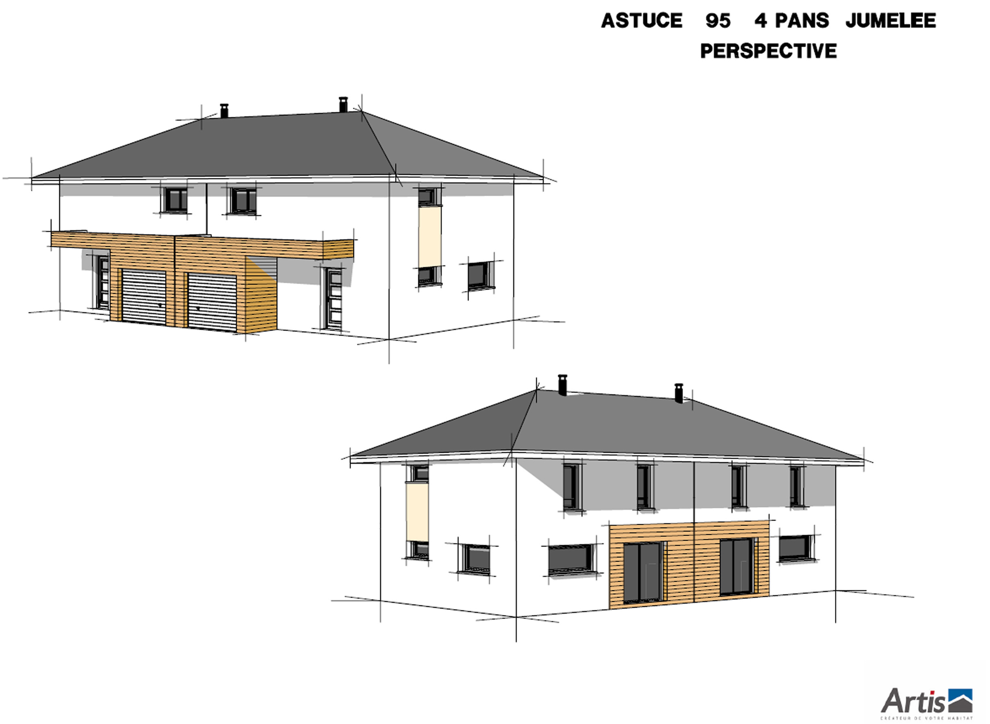 Plan de maison mitoyenne a etage
