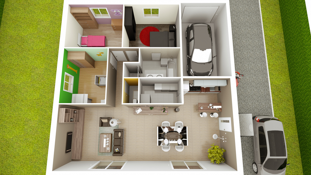 Plan maison carrée 3d