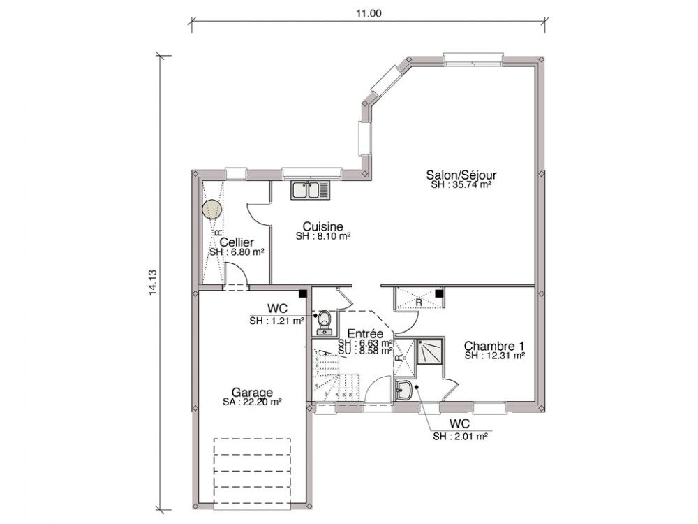 Plan maison 8 metres de facade
