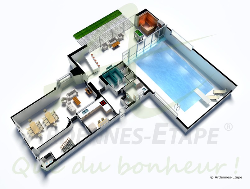 Plan villa de luxe avec piscine 3d