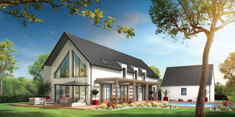 Plan maison contemporaine toit zinc