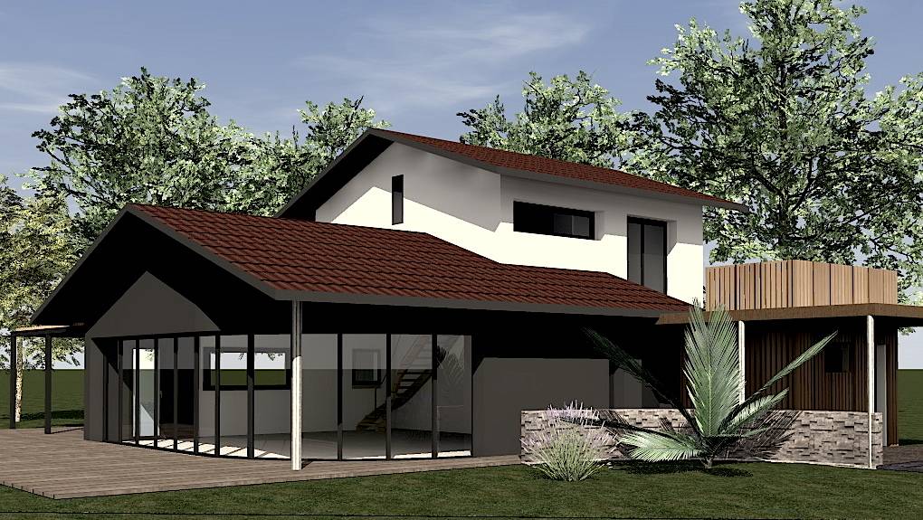 Plan maison landaise moderne