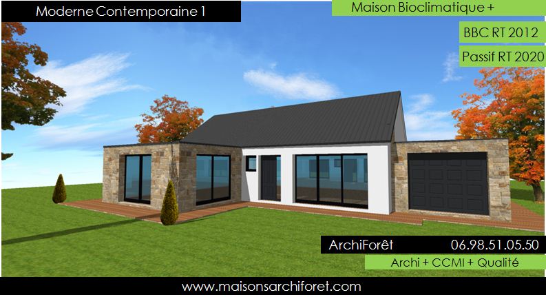 Plan de maison contemporaine à toit plat et plain pied