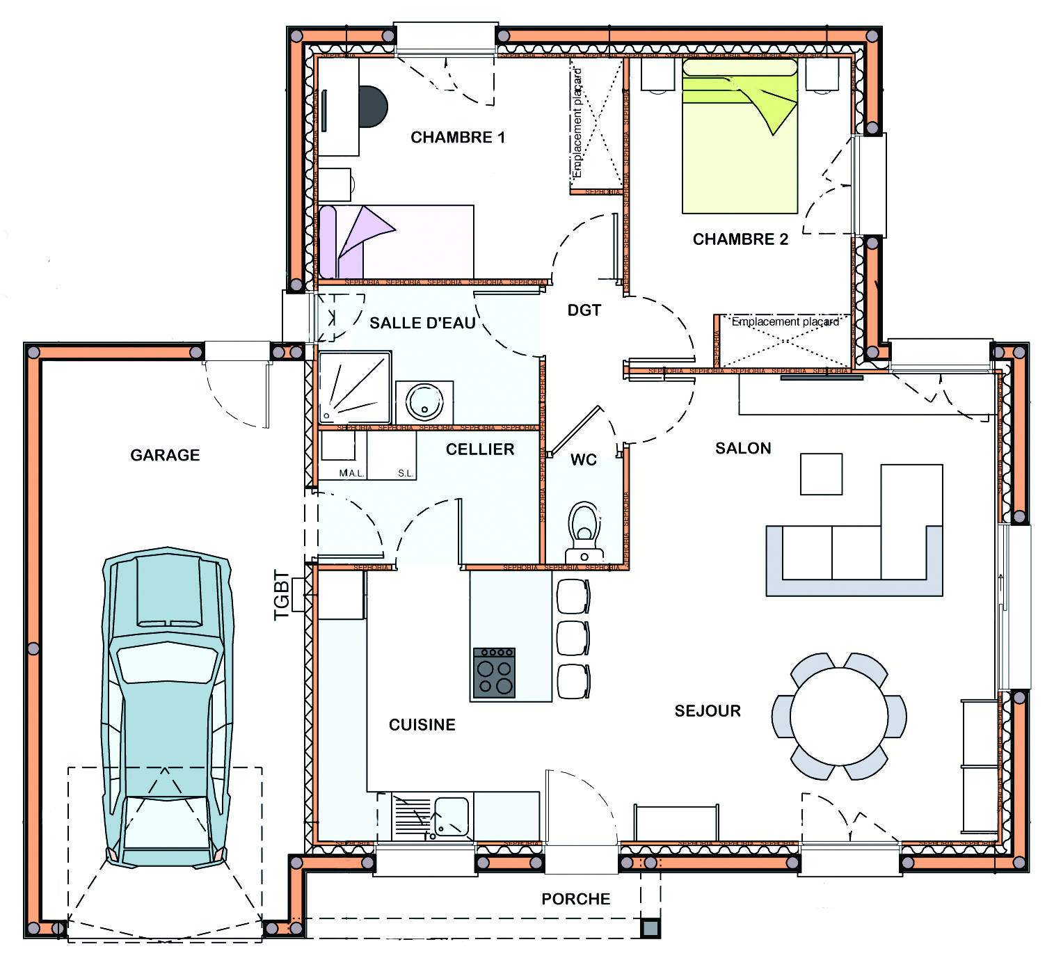 Plan de garage attenant a la maison