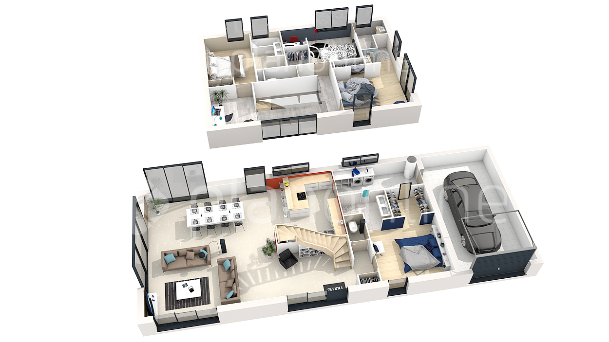 Plan de maison etage 3d