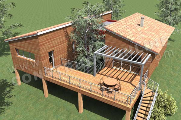 Maison en bois plan de construction