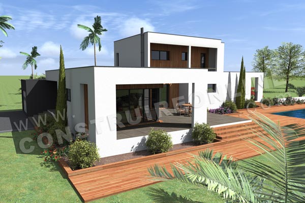 Plan de maison contemporaine a etage