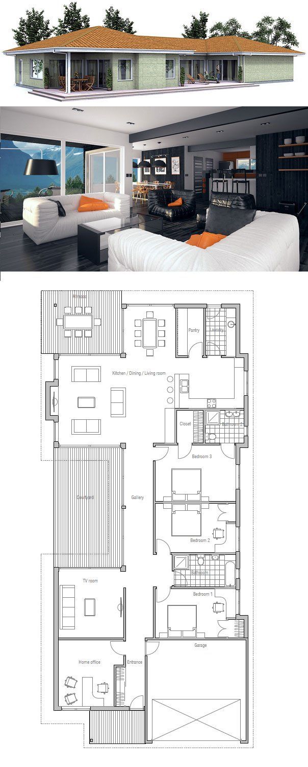 Plan maison plain pied droite