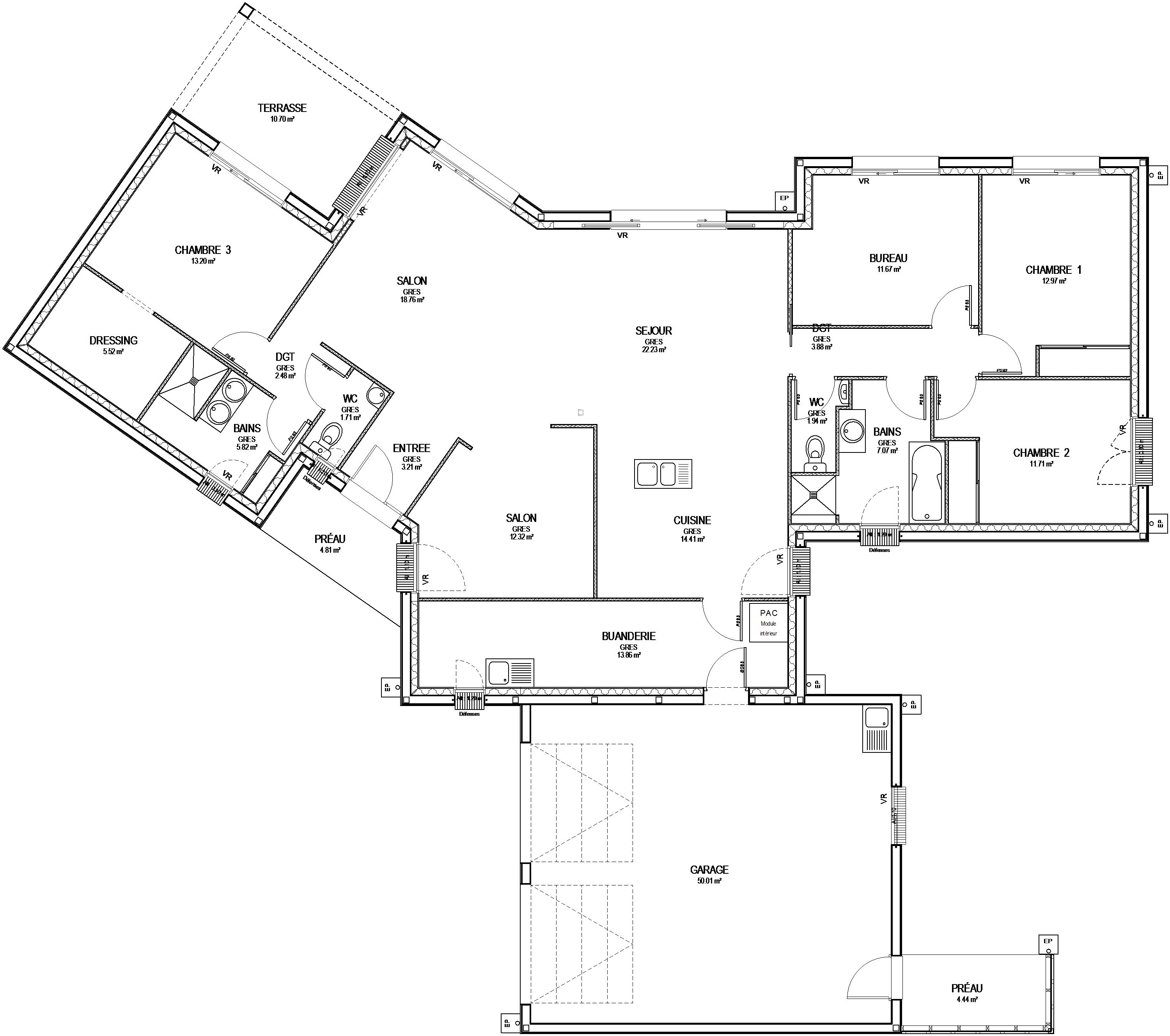 Plan de maison 128m2
