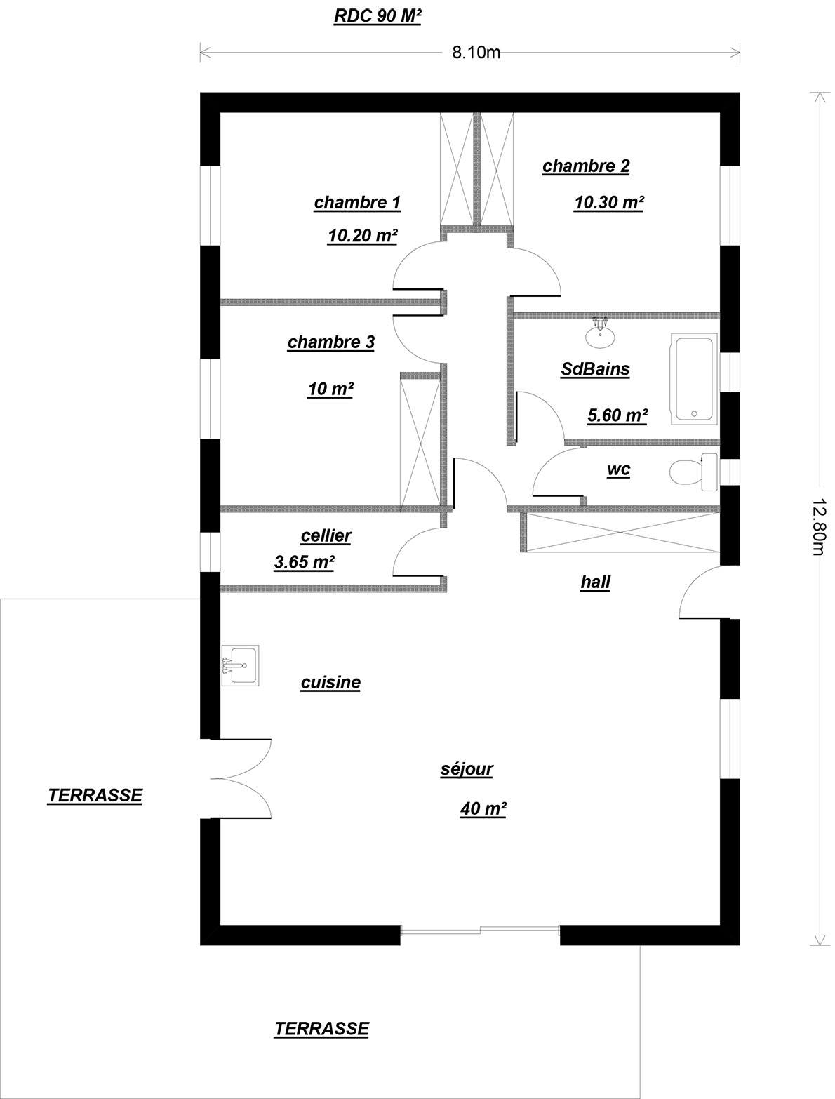 Plan de maison 100 mètres carrés