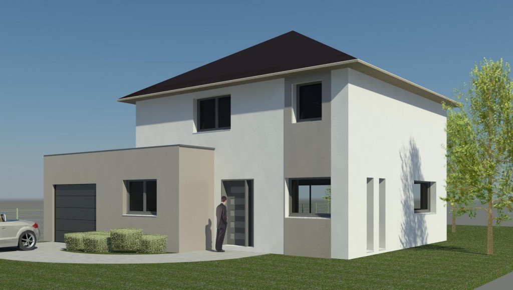 Plan 3d maison cubique