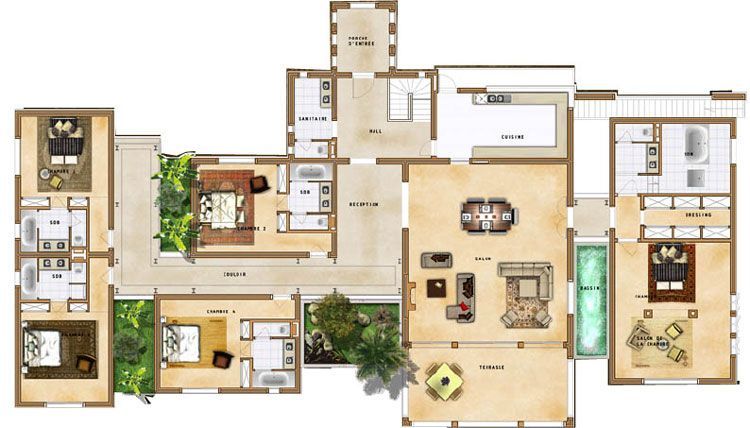 Plan maison moderne de luxe