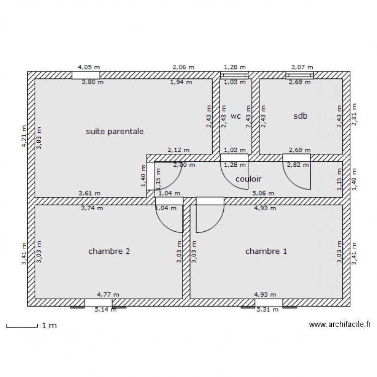 Plan de maison 64m2