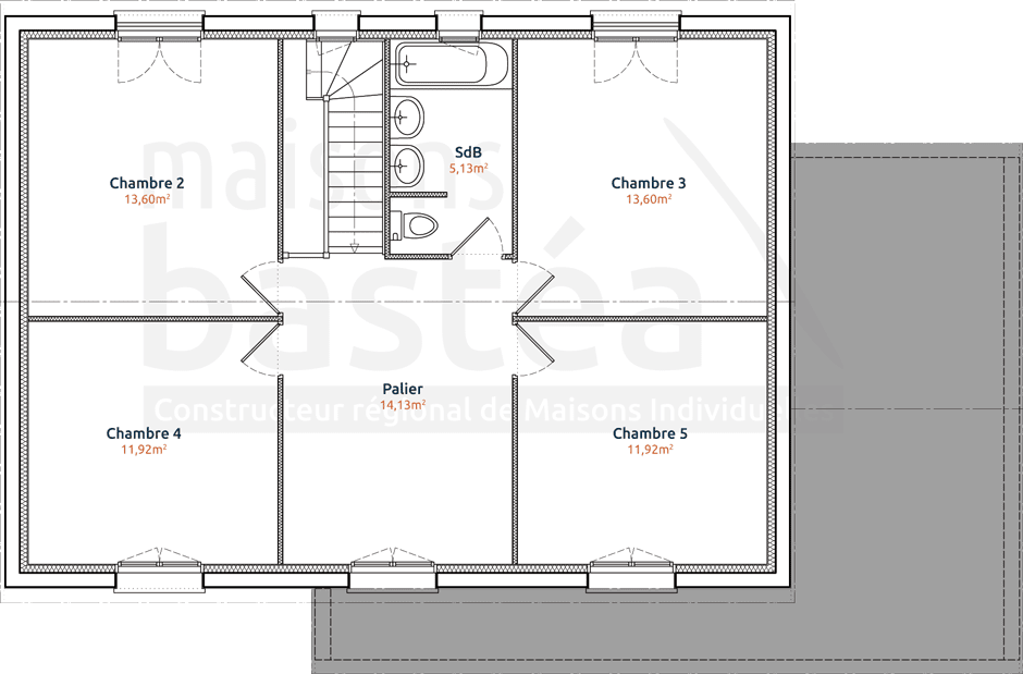 Plan de maison de ville à étage