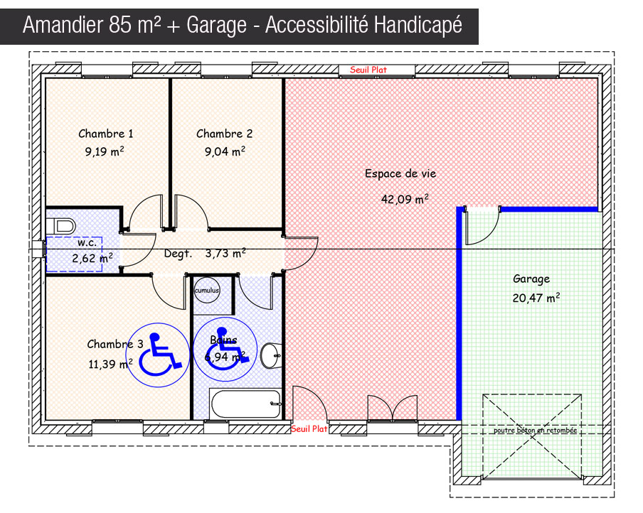 Plan de maison accessible handicapé