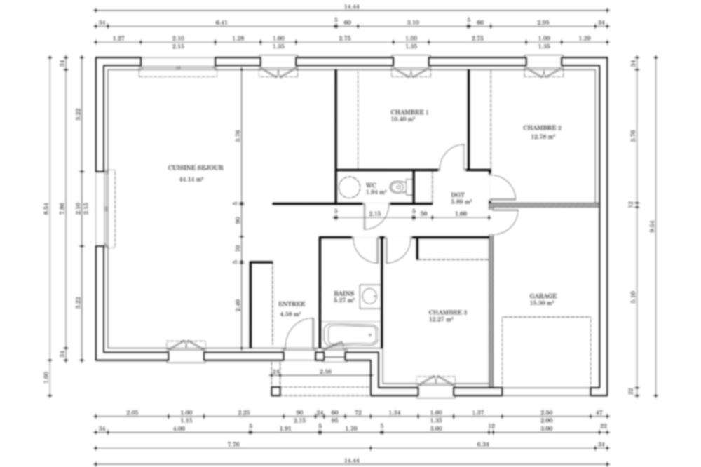 Plan construction maison de plain pied