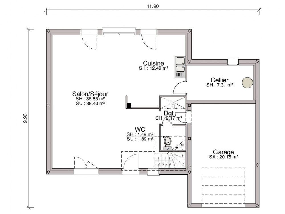 Plan de maison individuelle avec etage