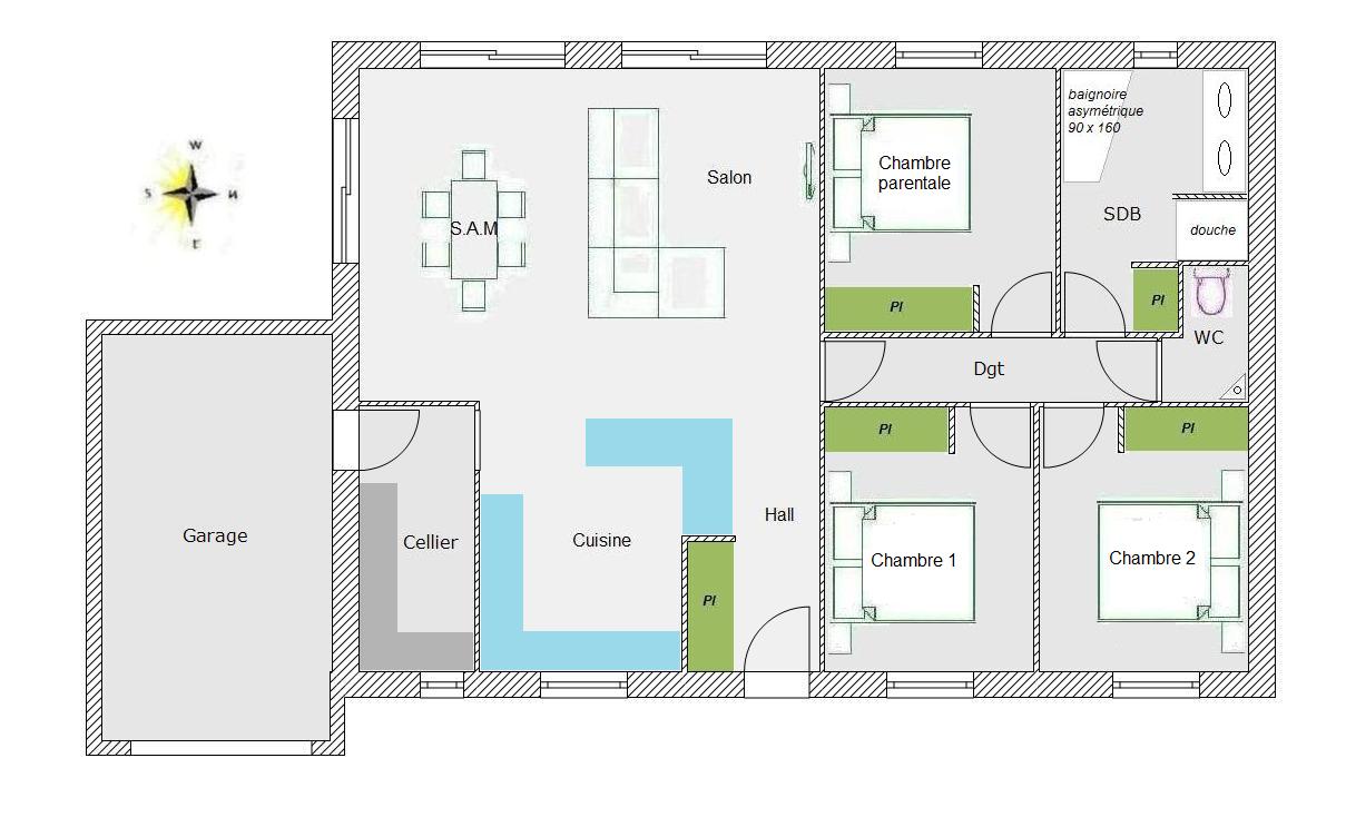 Plan de maison de 95m2