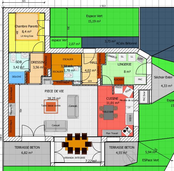 Plan de maison avec véranda