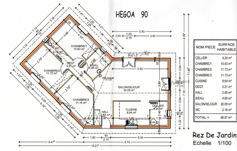 Plan de maison de 90 m2