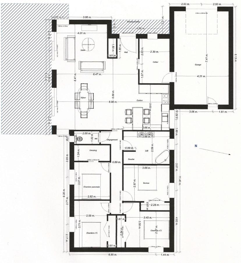 Plan maison contemporaine terrain étroit