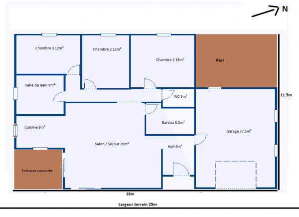 Plan de maison plein pied 120 m²