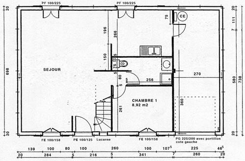 Plan maison de face