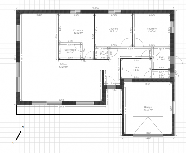 Plan de maison toit plat plein pied