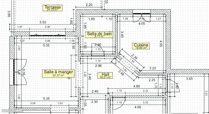 Plan de maison plain pied 3 chambre