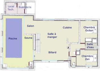 Plan de maison plain pied avec piscine intérieure