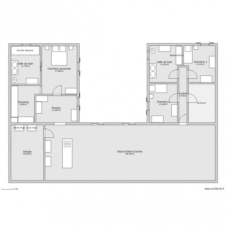 Plan de maison 135 m2