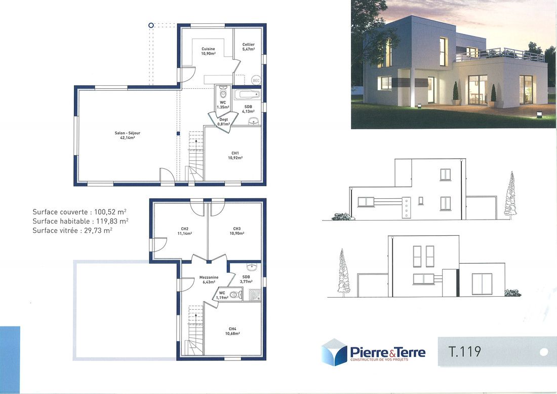 Plan de maison 92m2