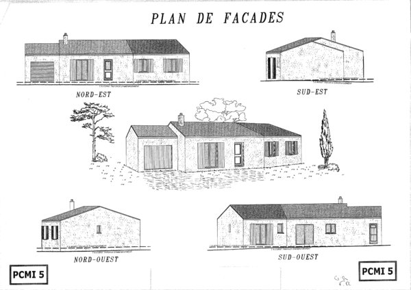 Plan vue de face maison