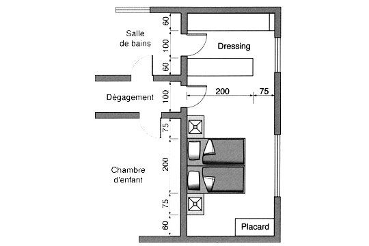 Plan chambre dressing salle de bain dans maison