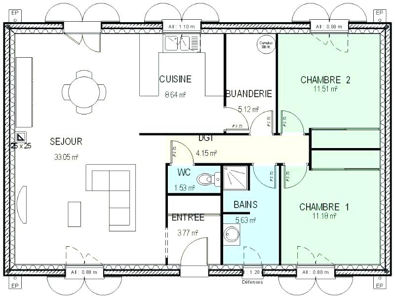 Plan type de maison plein pied