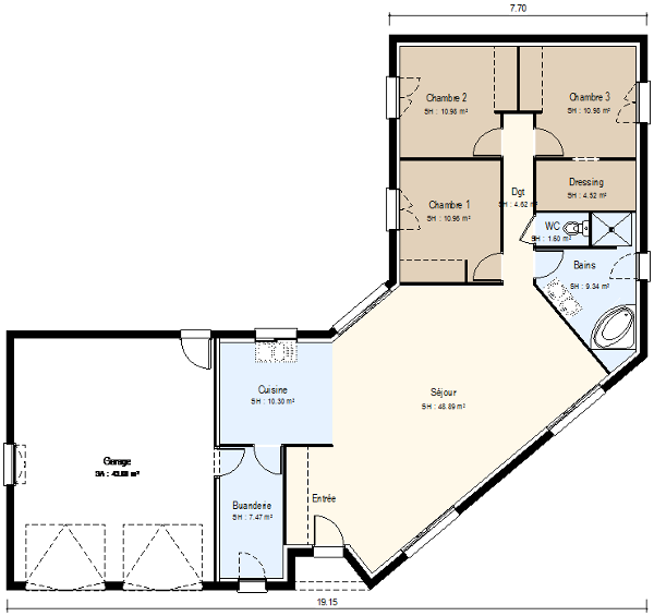 Plan de maison plain pied en bois gratuit