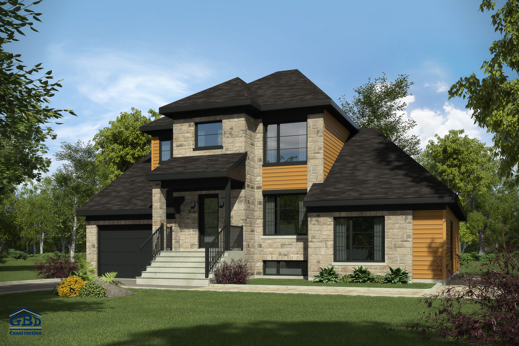 Plan de maison contemporaine intergeneration