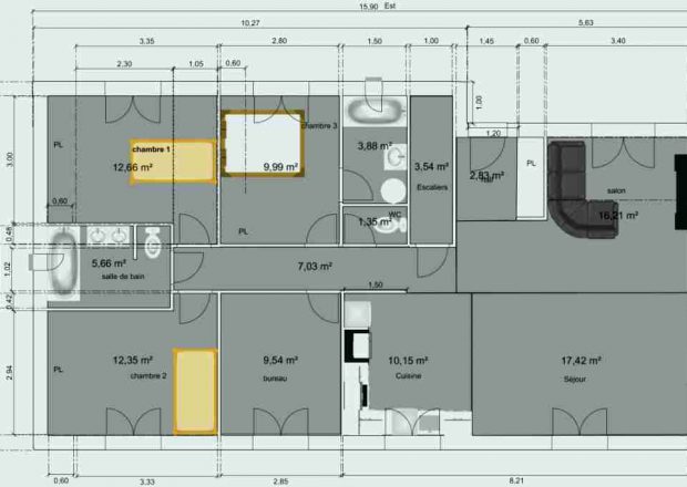 Plan maison plain pied 2 chambres avec suite parentale - Idées de travaux