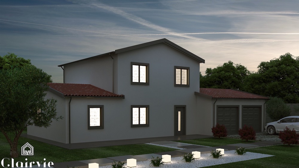 Plan de maison avec tour centrale