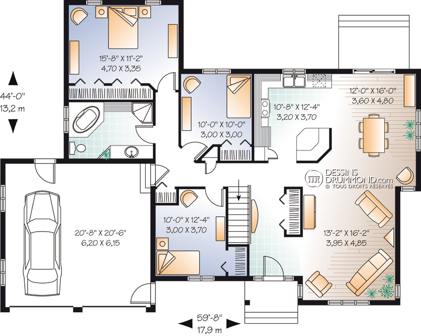 Plan de maison 3 chambres