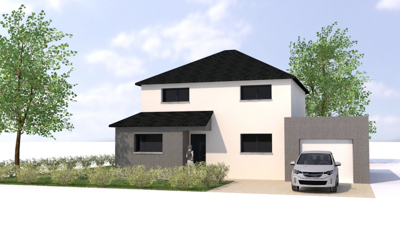 Plan maison contemporaine toit 4 pans