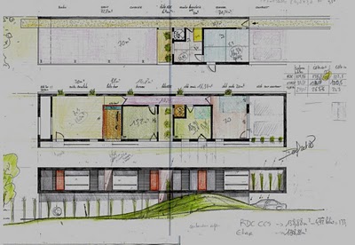 Plan de maison moderne en longueur