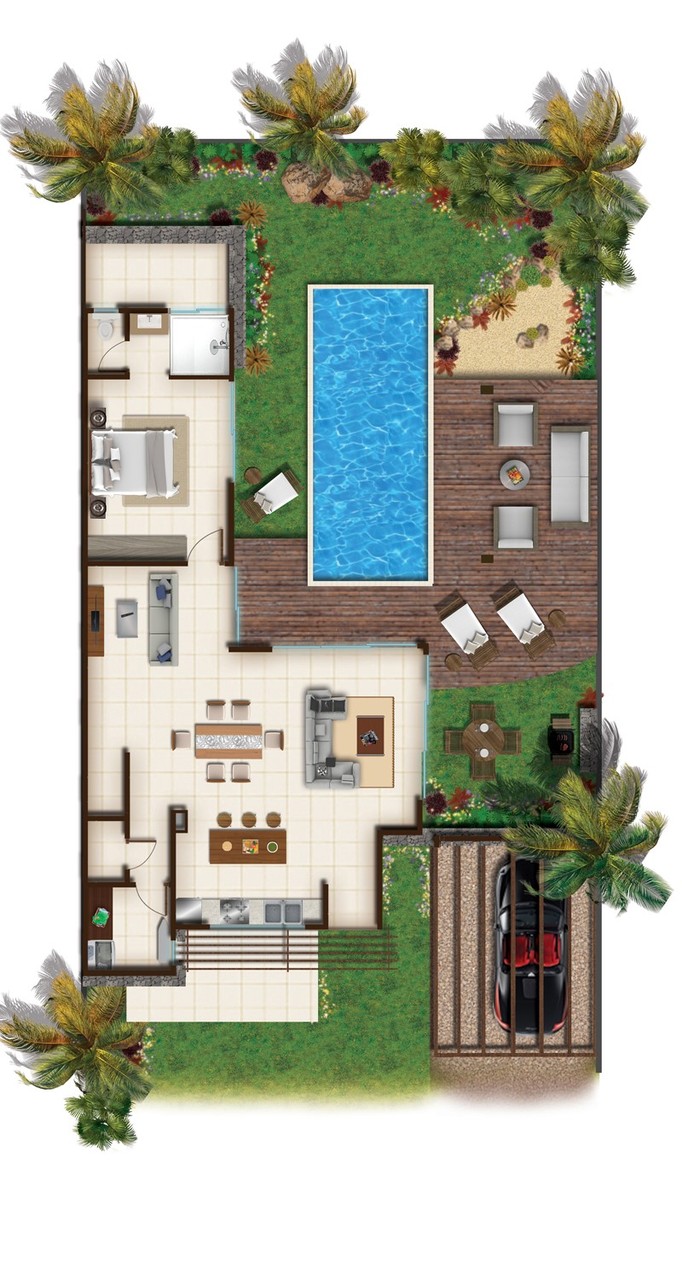 Plan de maison balinaise