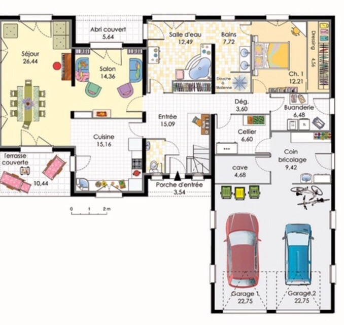 Plan de maison deux étage avec garage