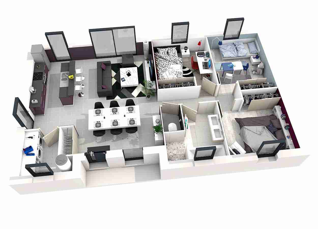 Plan 3d maison interieur et exterieur gratuit